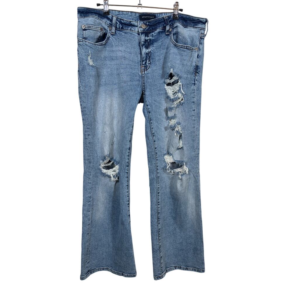 Aeropostale Flare Jeans Womens 16R Blue Low Rise Distressed Stretch